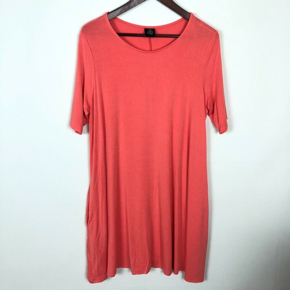 Agnes & Dora Orange Short Sleeve Pocket Dress Women's Size Medium Made USA Pckts